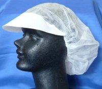 【衛生帽・工場帽】ミルキーキャップ・帽子（つば付) （白）フリーサイズ 1枚当り46円【100枚入り】経済的な格安タイプ！通気性がよくムレにくいタイプ！使い捨ても可能です！