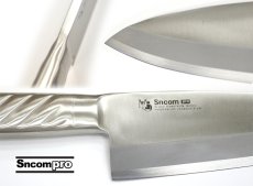 画像2: 【SNCOM】出刃包丁 刃渡り180mm （ステン柄）【1本】ステンレス一体型モリブデン鋼 化粧箱入り　※魚・肉を裁くときに最適！左利きの方用に (2)