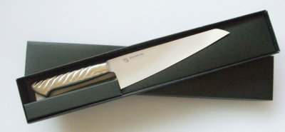 画像2: 業務用・骨スキ包丁 刃渡り180mm ステンレス一体型（ステン柄）モリブデン鋼 化粧箱入り【1本】