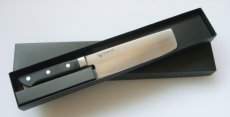 画像2: 業務用・菜切包丁 刃渡り165mm ツバ付 樹脂柄（黒） モリブデン鋼 化粧箱入り【1本】 (2)