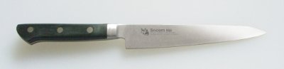 画像1: 業務用・ペティーナイフ 刃渡り150mm ツバ付 樹脂柄（黒）モリブデン鋼 化粧箱入り【1本】野菜、果物の皮むき、料理の小細工に最適！