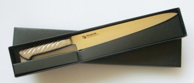 画像2: 業務用・筋引包丁 刃渡り240mm ステンレス一体型（ステン柄）モリブデン鋼 化粧箱入り【1本】肉の筋を切ったり、削いだりする肉の薄切りやスライス専用！
