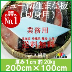 画像1: ニュー衛生まな板（ソフトまな板）厚み1.0cm 200×100cm スカイブルー（エンボス無） (1)