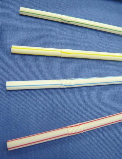 画像1: 業務用・まがるストロー(裸・包装なし）ＦＬ6-400 1本当り0.89円（税別）【20,000本入り】φ6mmｘ210mm ※ケース発送　4色ストライプアソート！