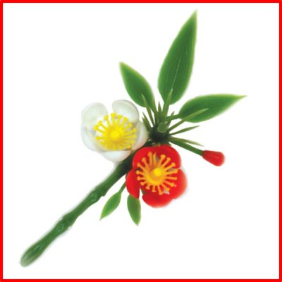 画像1: 造花・松竹梅(小） 1個当たり9.26円【4,000個入り】H112mmxW50mm ※ケース発送　お正月のおせちや祝いの膳を格式高く引き立てます！