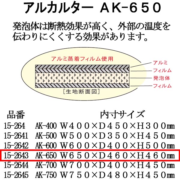≪大型アルミバッグ≫アルカルター AK-650 大型ばんじゅう用（ W650mm